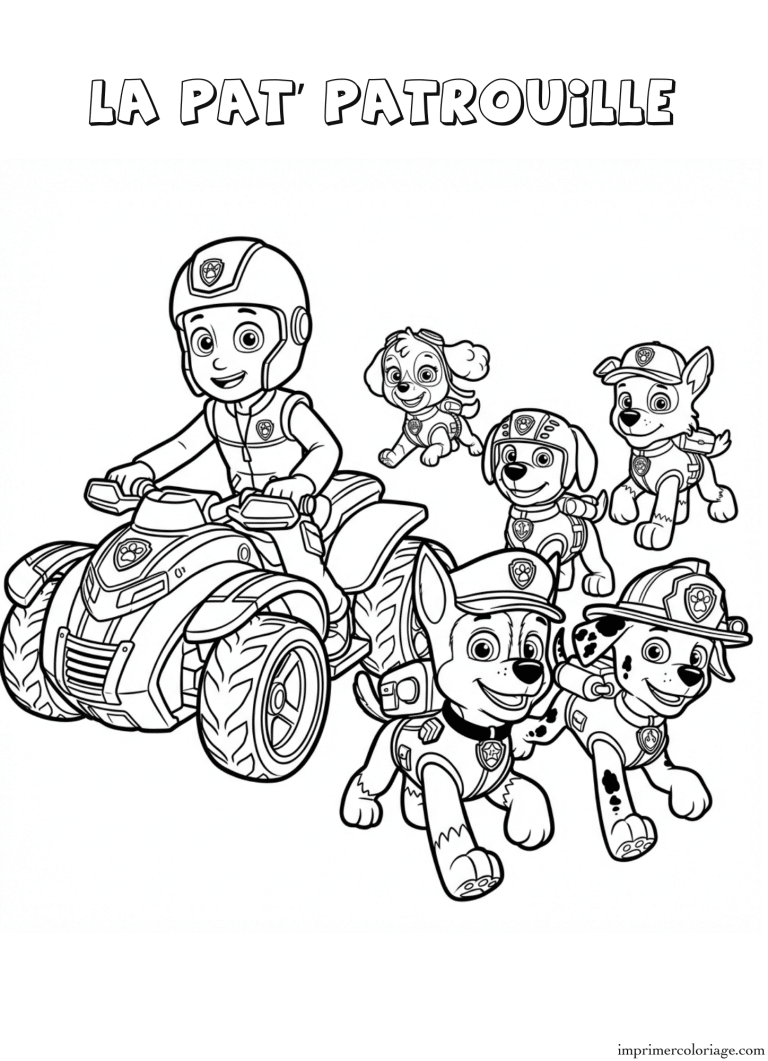 Coloriage la pat patrouille part en mission - dessin gratuit &agrave; imprimer