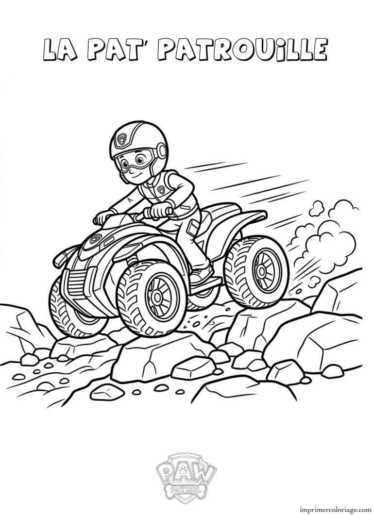 Coloriage la pat patrouille quand rider - dessin gratuit &agrave; imprimer
