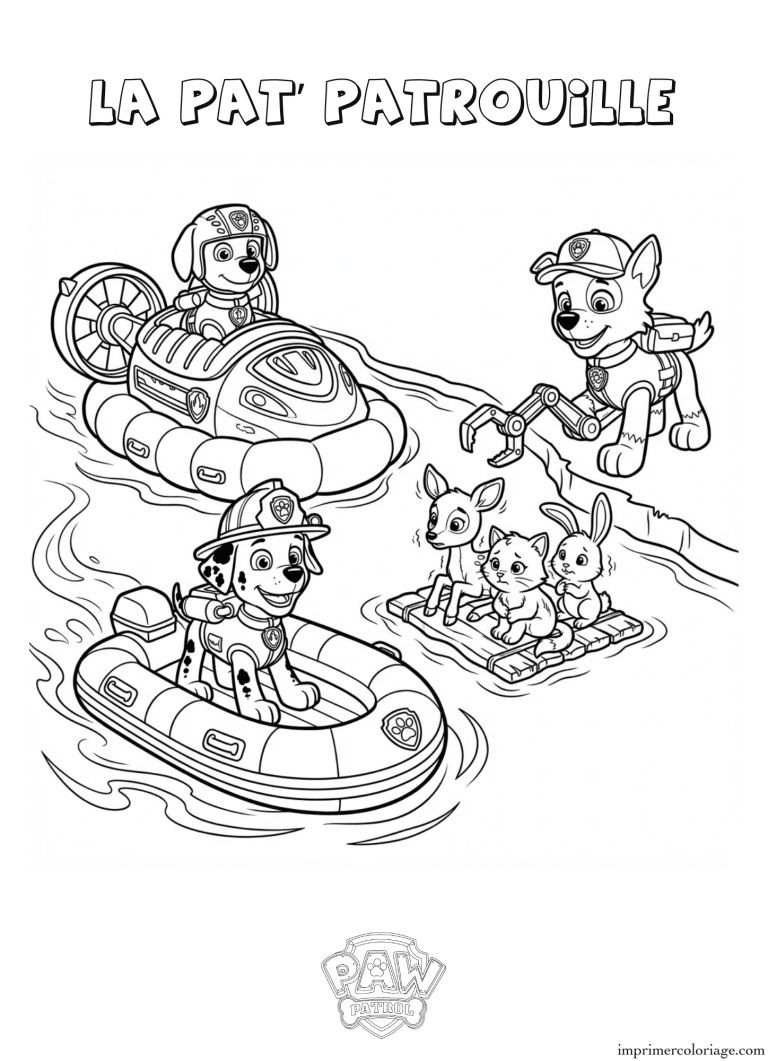 Coloriage la pat patrouille sauvetage animal - dessin gratuit &agrave; imprimer