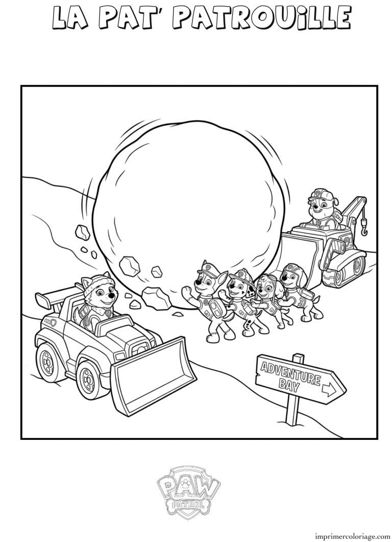 Coloriage la pat patrouille sauvetage boule de neige - dessin gratuit &agrave; imprimer