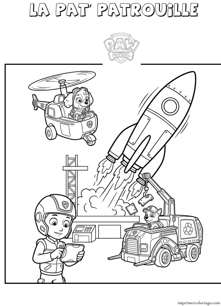 Coloriage la pat patrouille sauvetage fus&eacute;e - dessin gratuit &agrave; imprimer