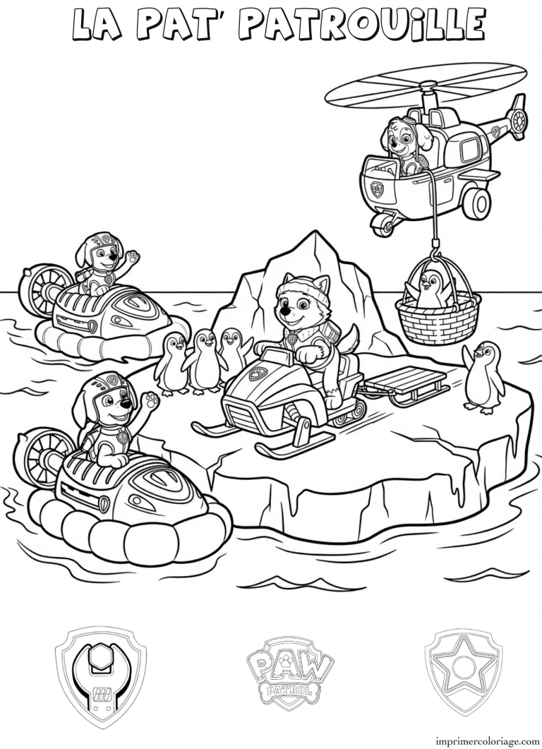 Coloriage la pat patrouille sauvetage pingouin - dessin gratuit &agrave; imprimer