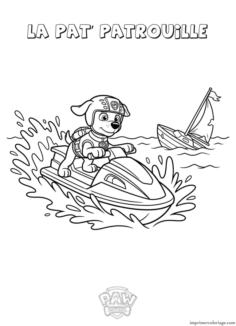 Coloriage la pat patrouille zuma jetski - dessin gratuit &agrave; imprimer