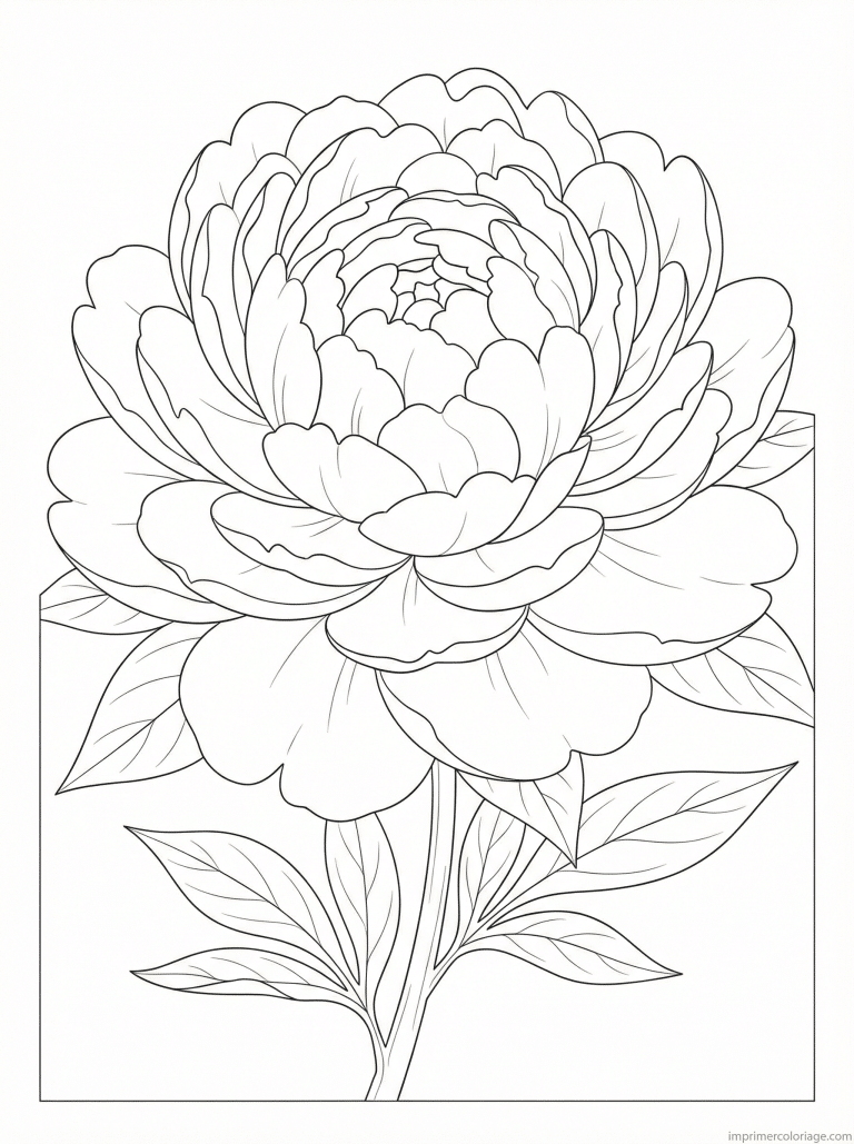 coloriage bouquet pivoine simple - dessin gratuit &agrave; imprimer