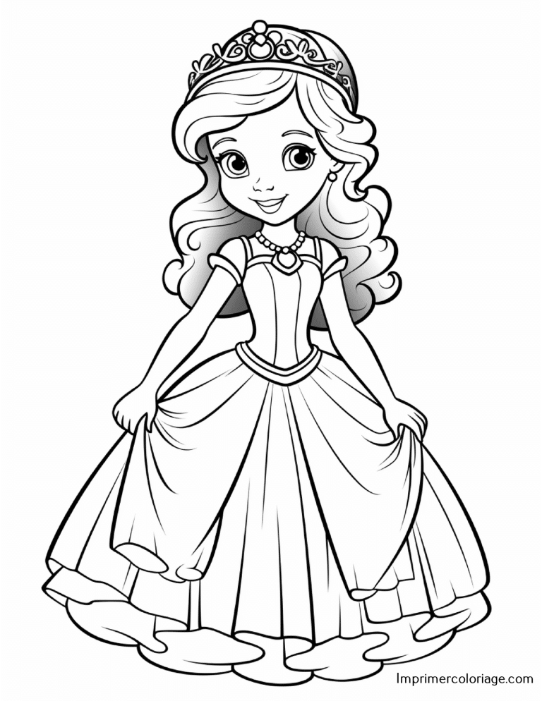 Coloriage de princesse Coloriage de princesse gratuit à imprimer