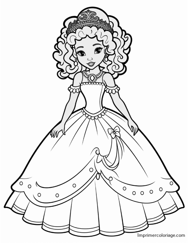 Coloriage de princesse Coloriage de princesse gratuit à imprimer