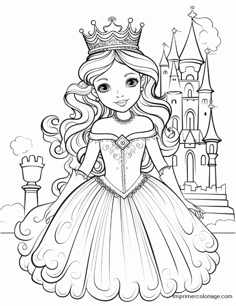 Coloriage de princesse Coloriage de princesse gratuit à imprimer