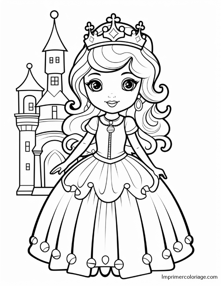 Coloriage de princesse Coloriage de princesse gratuit à imprimer