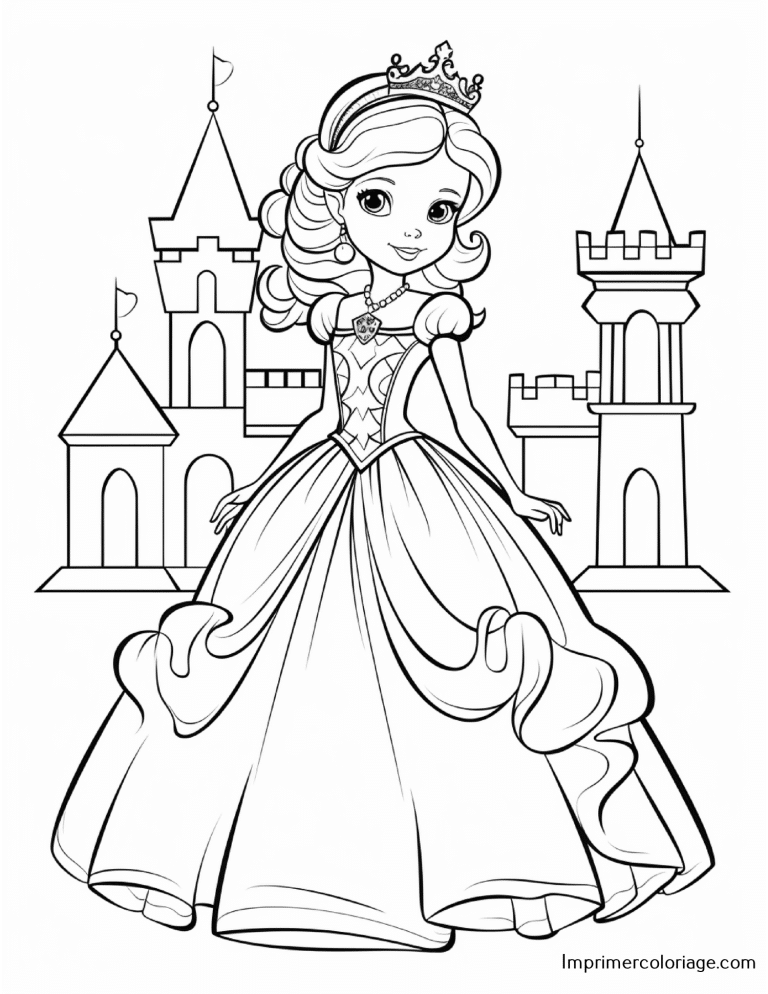 Coloriage de princesse Coloriage de princesse gratuit à imprimer