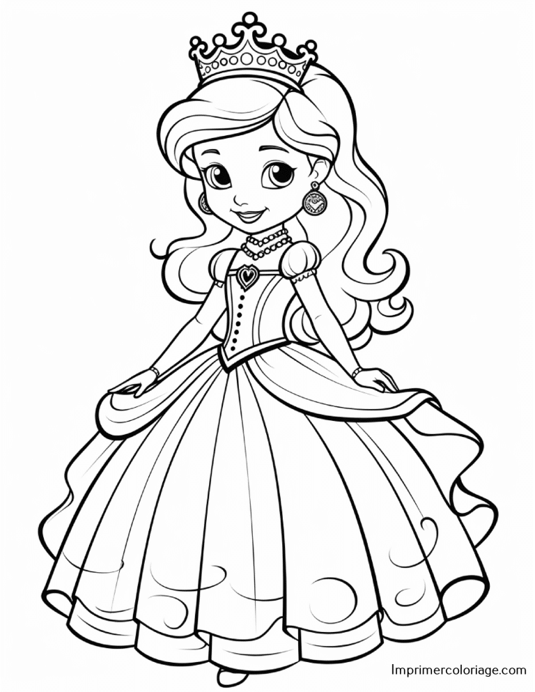 Coloriage de princesse Coloriage de princesse gratuit à imprimer