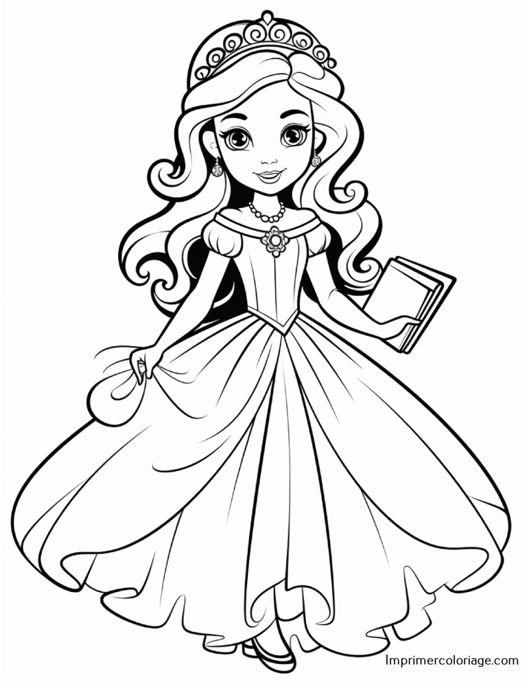 Coloriage de princesse Coloriage de princesse gratuit à imprimer