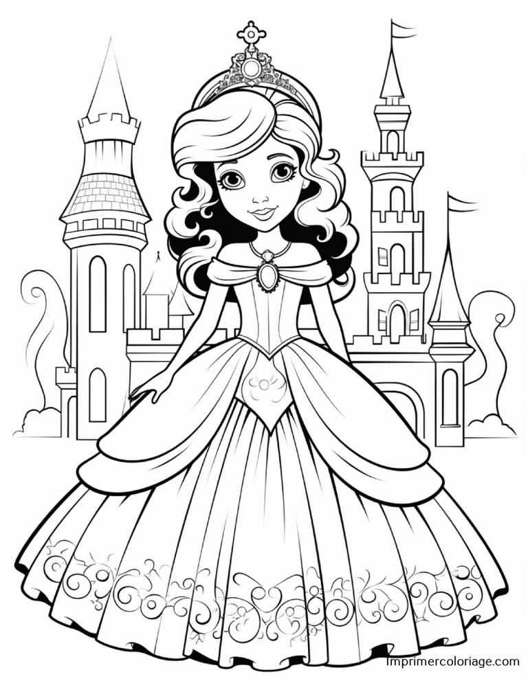 Coloriage de princesse Coloriage de princesse gratuit à imprimer