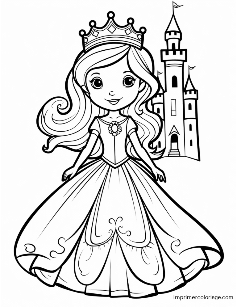 Coloriage de princesse Coloriage de princesse gratuit à imprimer