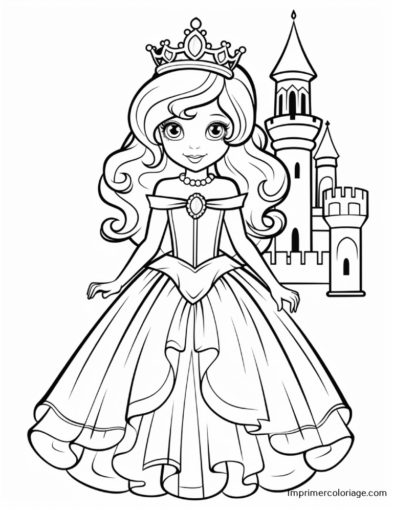 Coloriage de princesse Coloriage de princesse gratuit à imprimer