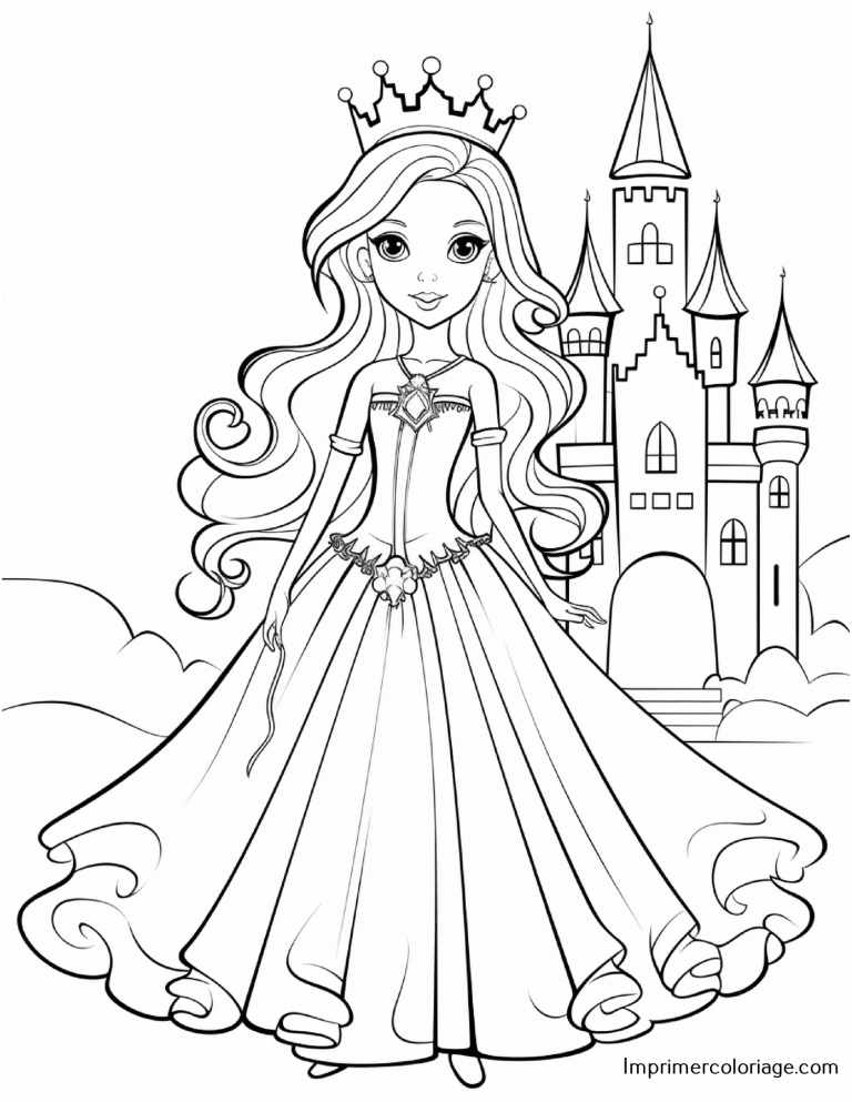 Coloriage de princesse Coloriage de princesse gratuit à imprimer