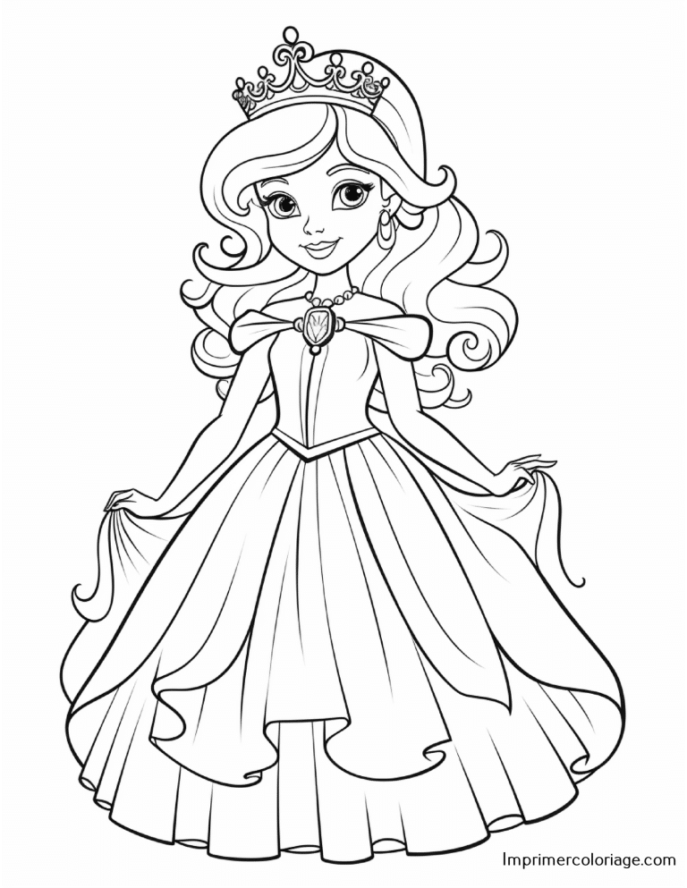 Coloriage de princesse Coloriage de princesse gratuit à imprimer