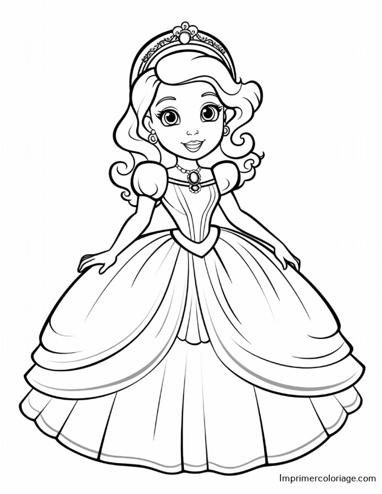 Coloriage de princesse Coloriage de princesse gratuit à imprimer