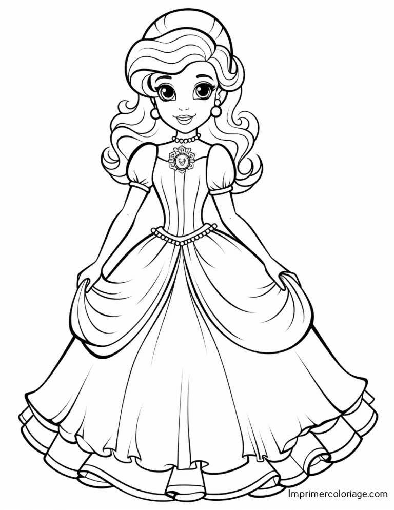 Coloriage de princesse Coloriage de princesse gratuit à imprimer