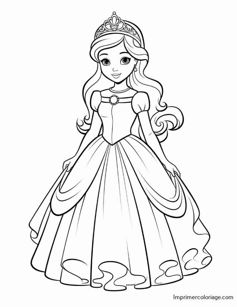 Coloriage de princesse Coloriage de princesse gratuit à imprimer