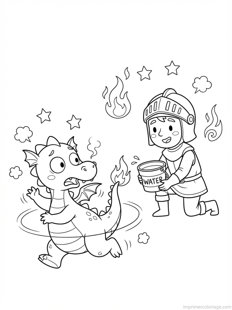 coloriage dragon cute queue feu - dessin gratuit &agrave; imprimer