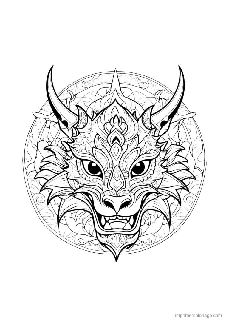 coloriage dragon mandala 04 - dessin gratuit &agrave; imprimer