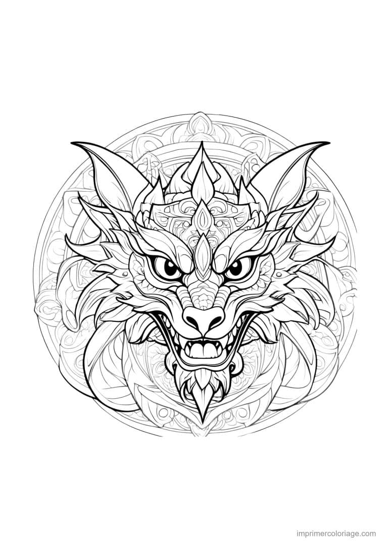 coloriage dragon mandala 05 - dessin gratuit &agrave; imprimer