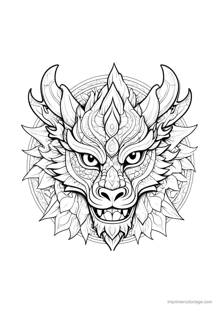 coloriage dragon mandala 06 - dessin gratuit &agrave; imprimer