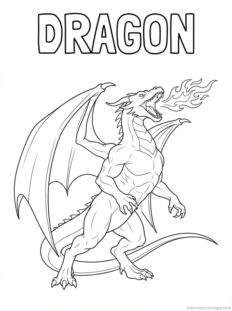 coloriage dragon titre puissant - dessin gratuit &agrave; imprimer