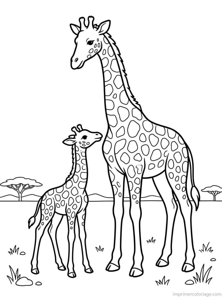 coloriage girafe bebe mere taille - dessin gratuit &agrave; imprimer
