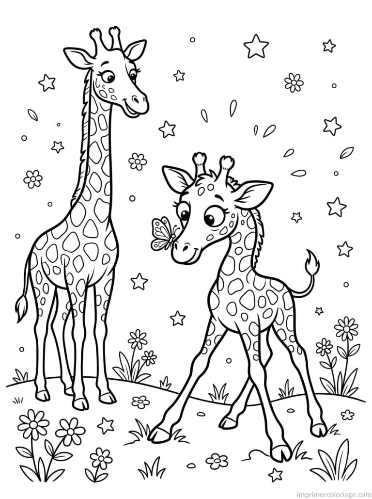 coloriage girafe cute bebe papillon nez - dessin gratuit &agrave; imprimer