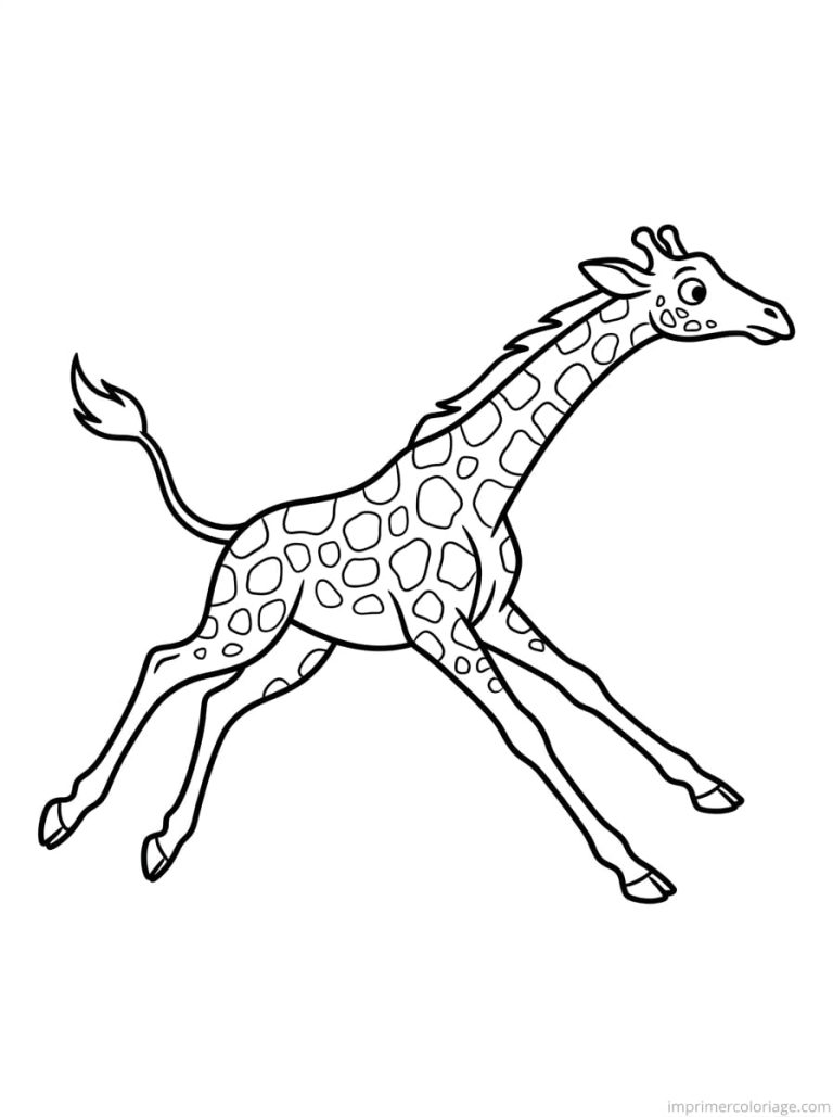 coloriage girafe galop cou balance - dessin gratuit &agrave; imprimer