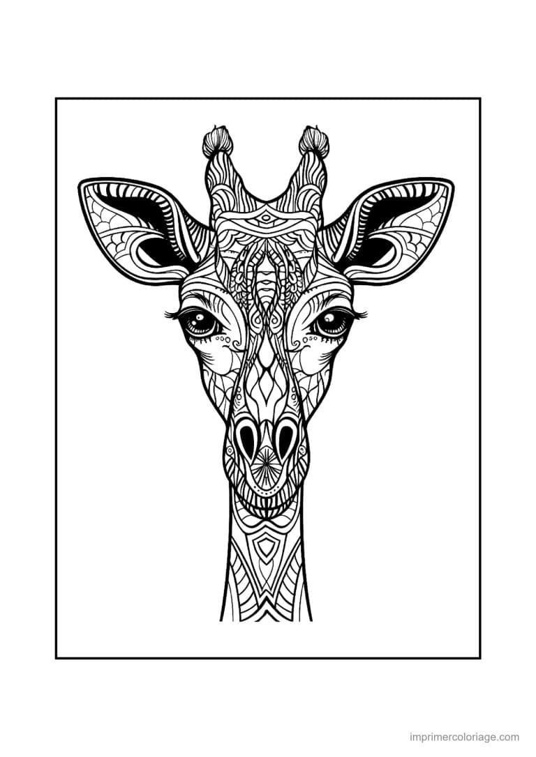 coloriage girafe mandala 02 - dessin gratuit &agrave; imprimer