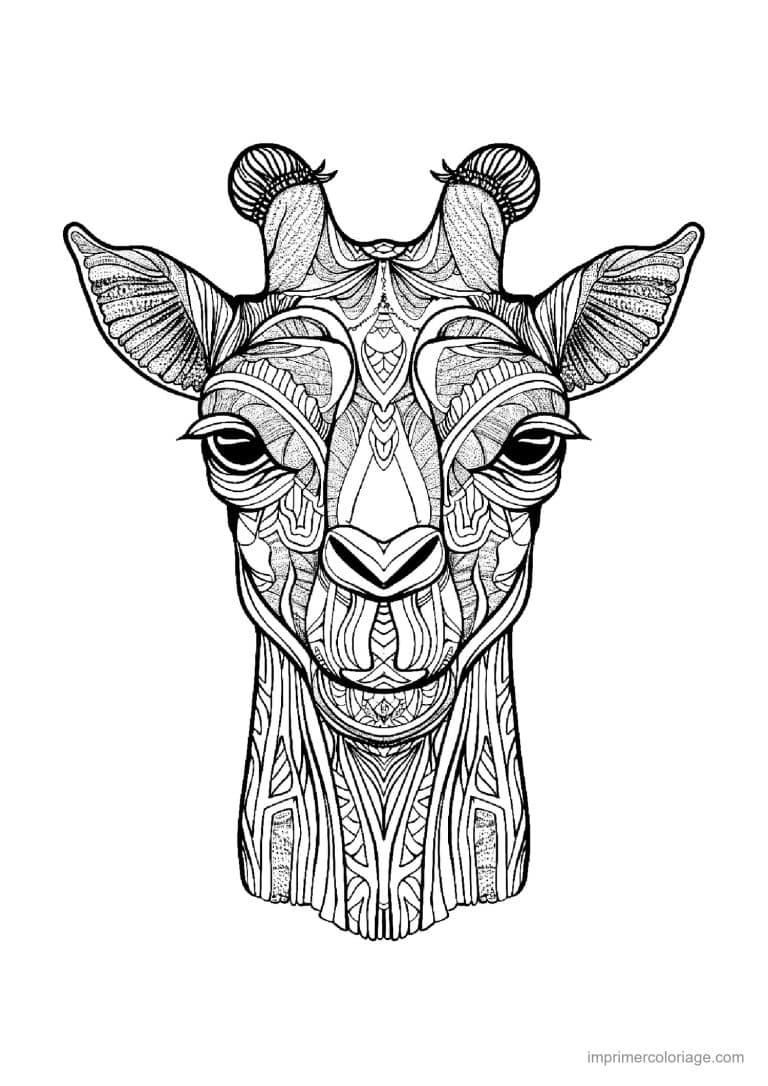 coloriage girafe mandala 11 - dessin gratuit &agrave; imprimer
