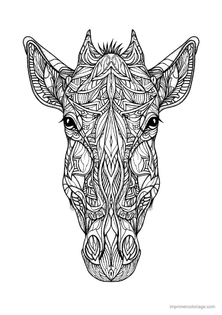 coloriage girafe mandala 14 - dessin gratuit &agrave; imprimer