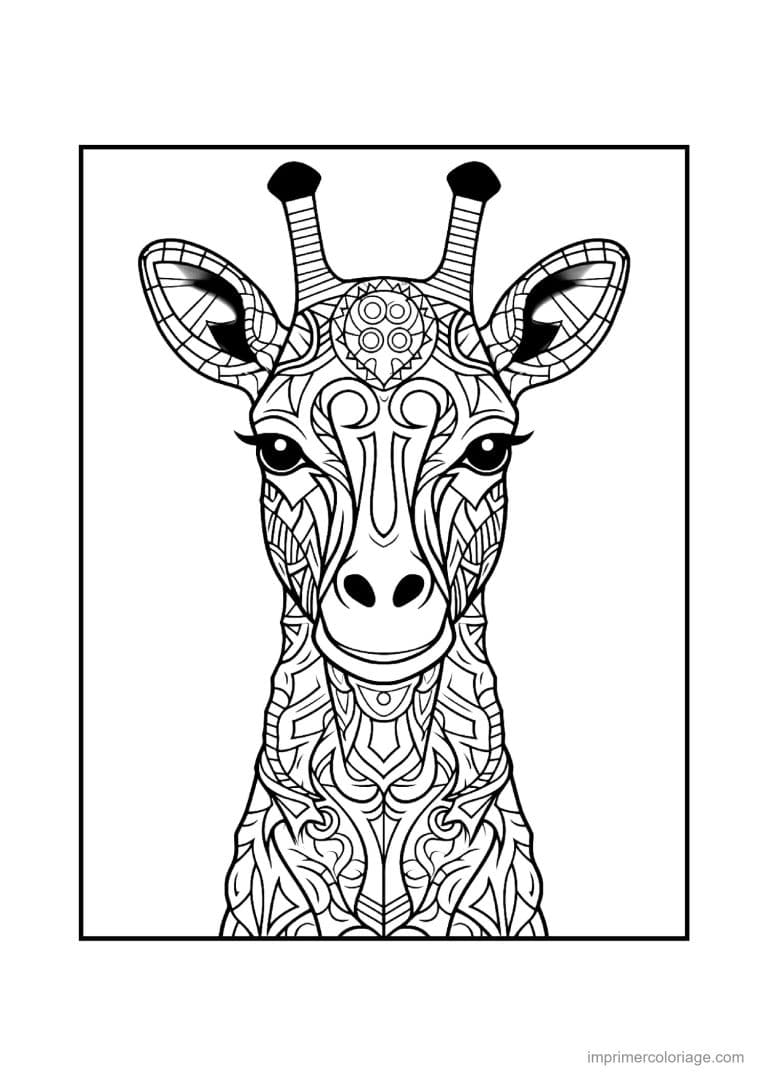 coloriage girafe mandala 16 - dessin gratuit &agrave; imprimer