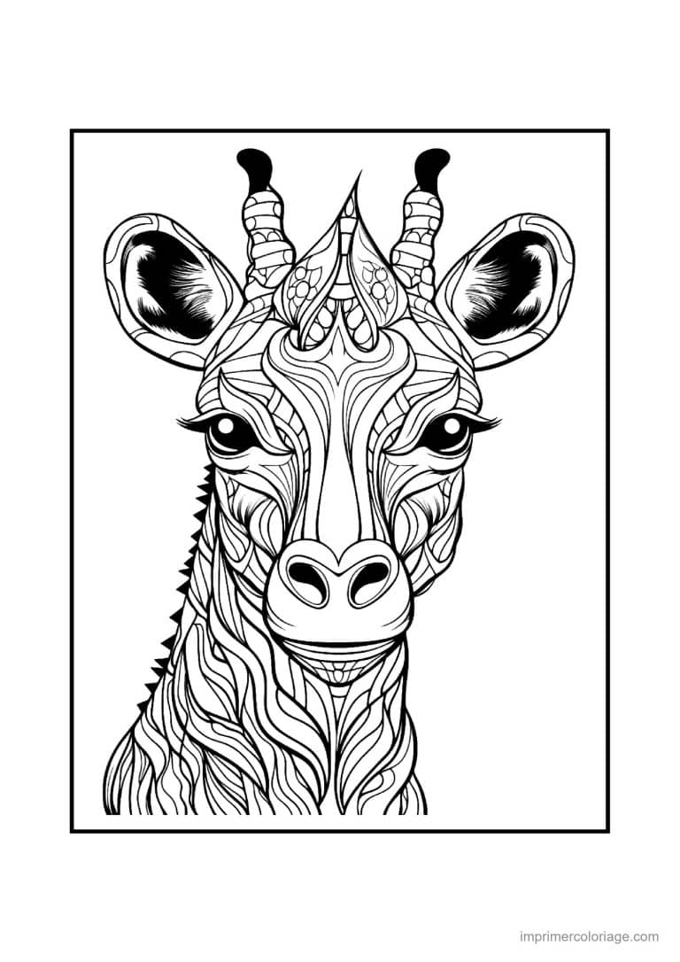 coloriage girafe mandala 19 - dessin gratuit &agrave; imprimer