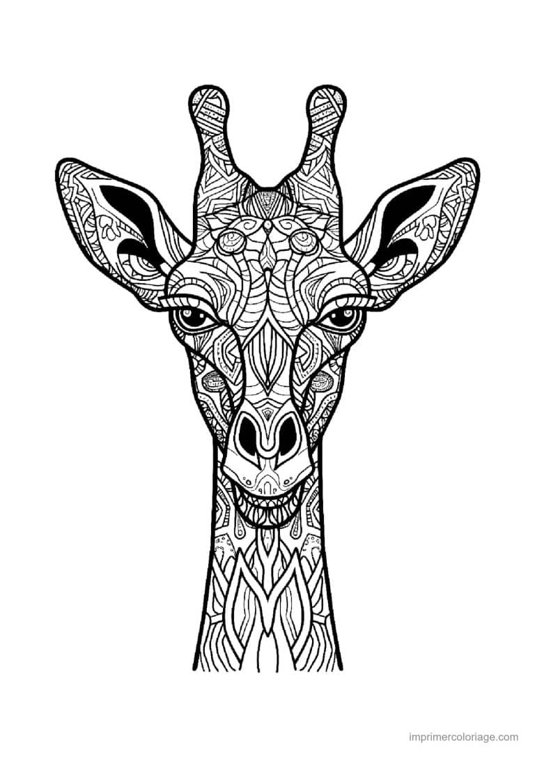 coloriage girafe mandala 25 - dessin gratuit &agrave; imprimer