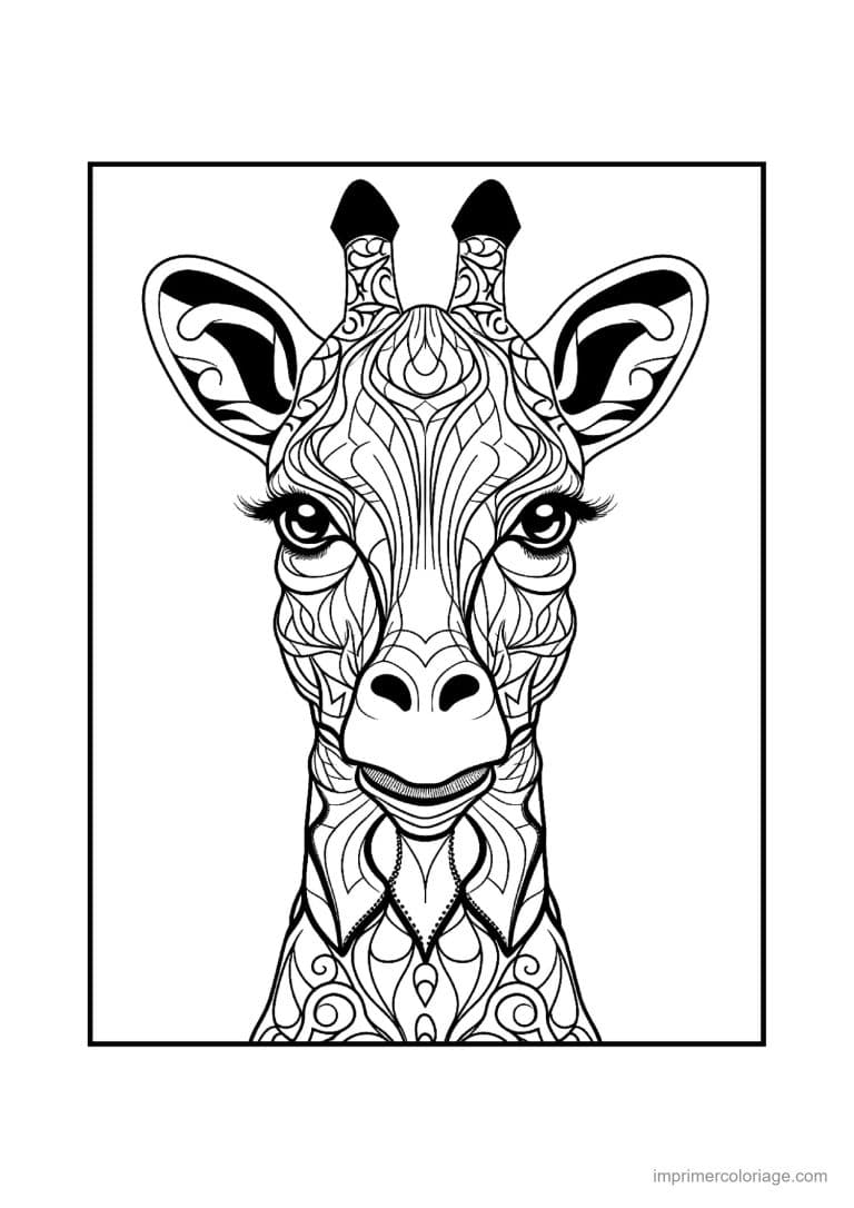 coloriage girafe mandala 27 - dessin gratuit &agrave; imprimer