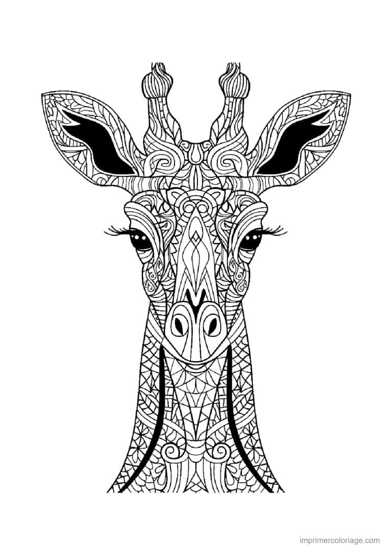coloriage girafe mandala 29 - dessin gratuit &agrave; imprimer