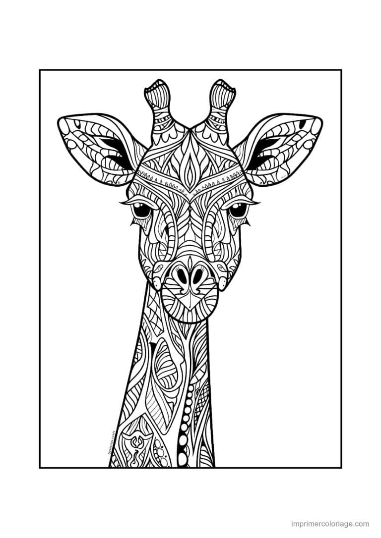coloriage girafe mandala 31 - dessin gratuit &agrave; imprimer