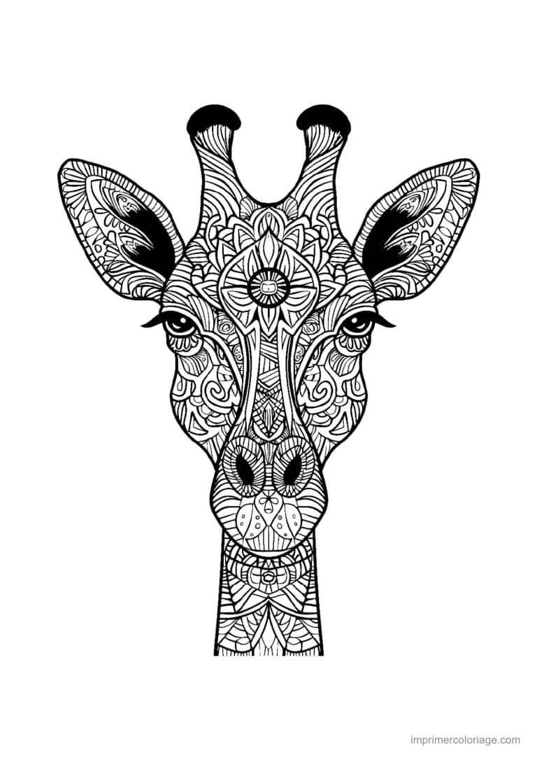 coloriage girafe mandala 32 - dessin gratuit &agrave; imprimer