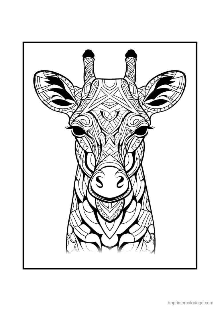 coloriage girafe mandala 35 - dessin gratuit &agrave; imprimer