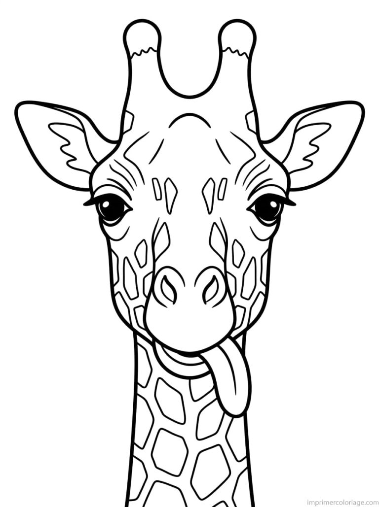 coloriage girafe portrait langue - dessin gratuit &agrave; imprimer