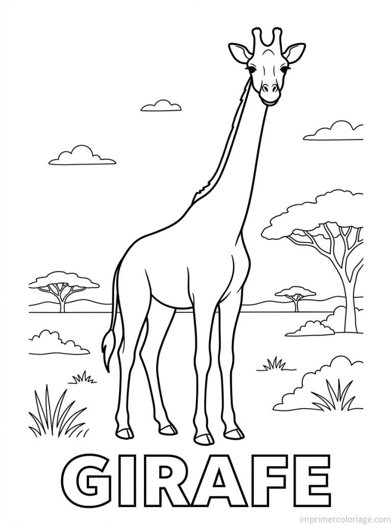 coloriage girafe titre bas - dessin gratuit &agrave; imprimer