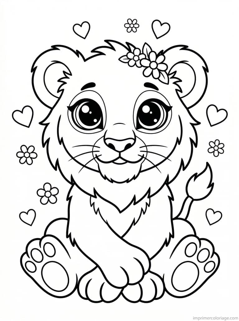 coloriage lion cute lionceau couronne - dessin gratuit &agrave; imprimer