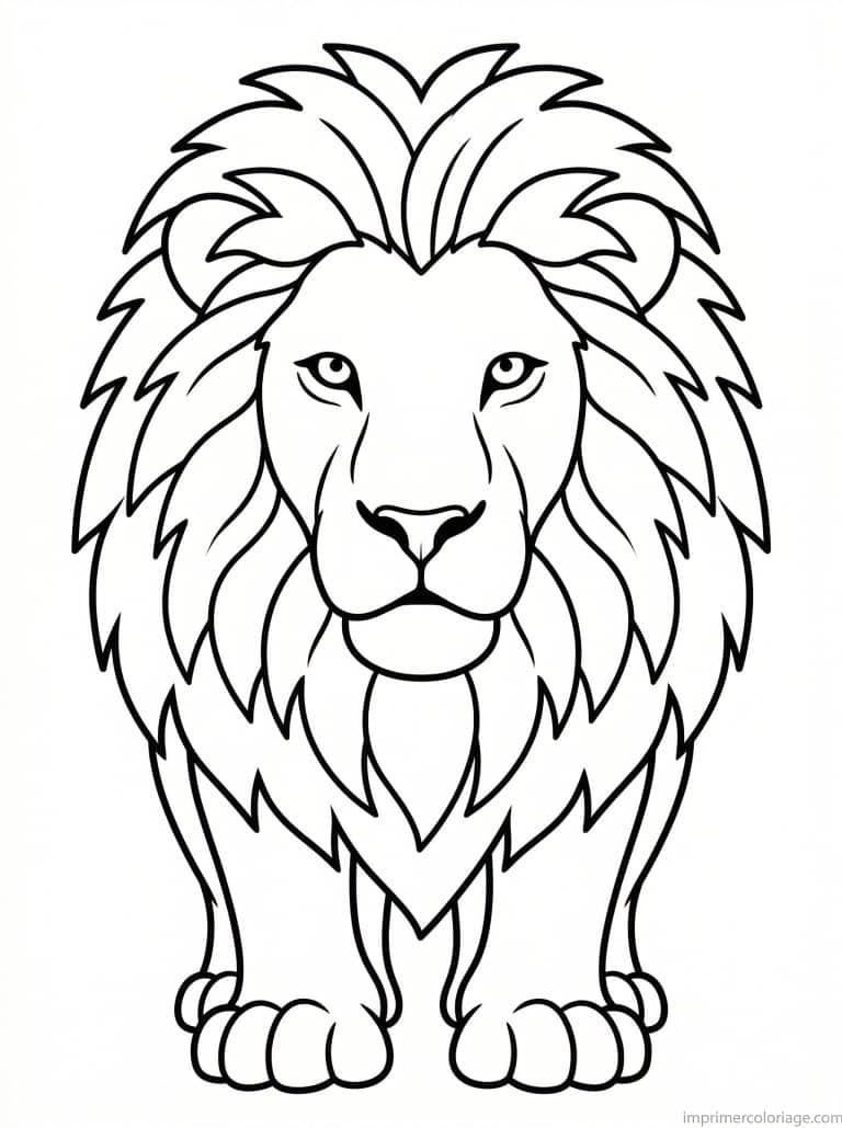 coloriage lion face criniere pattes - dessin gratuit &agrave; imprimer