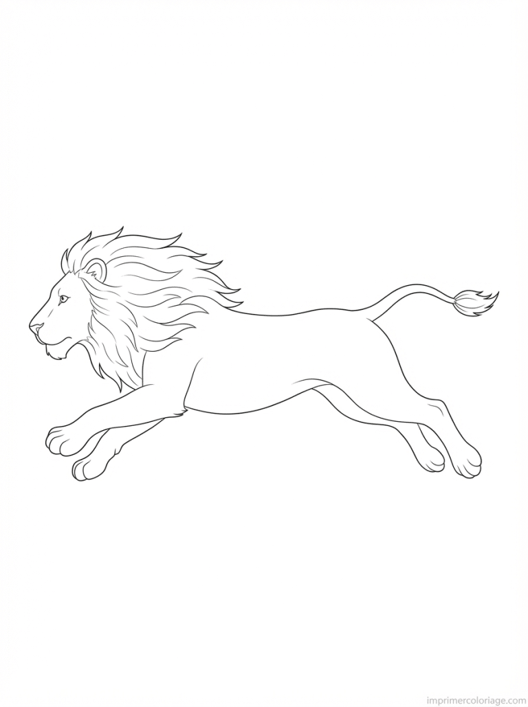 coloriage lion galop criniere - dessin gratuit &agrave; imprimer