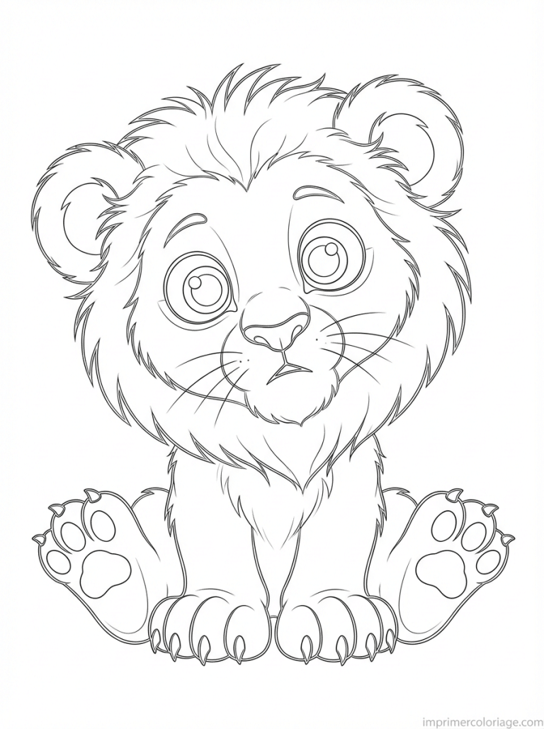 coloriage lion lionceau mane - dessin gratuit &agrave; imprimer