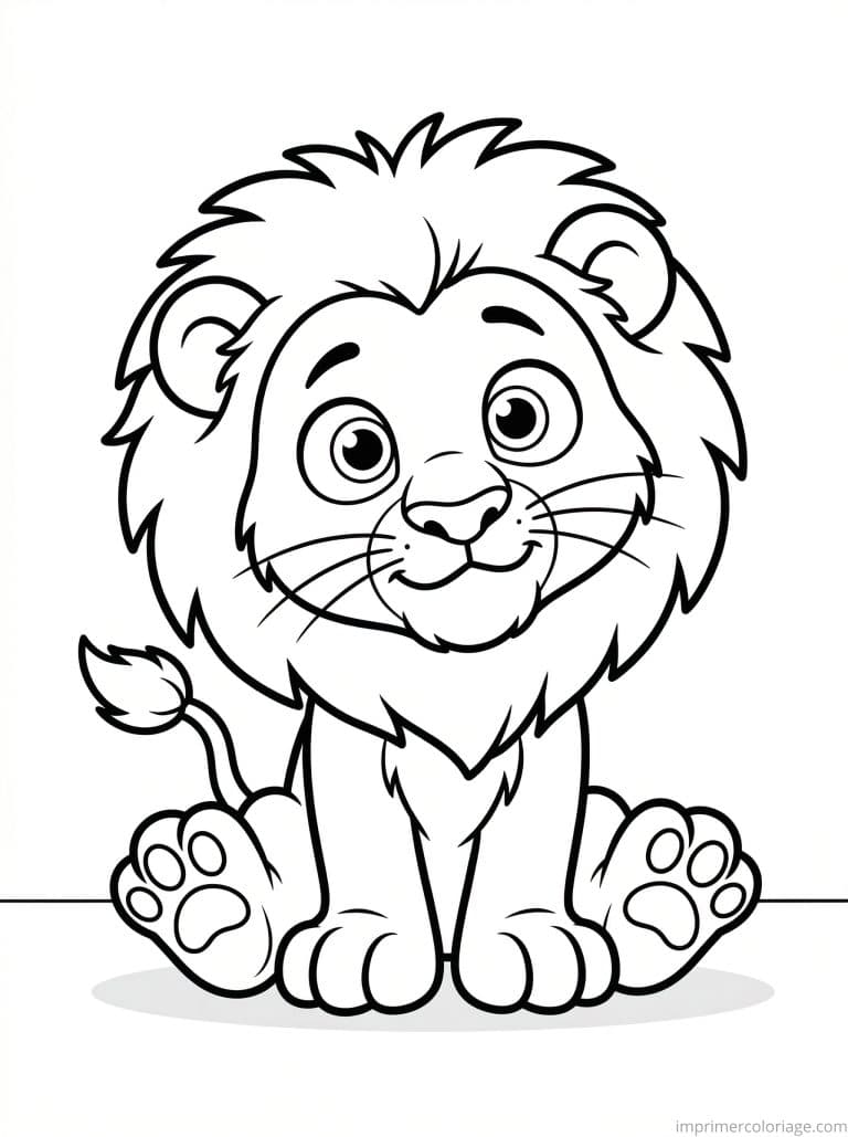 coloriage lion lionceau mane debut - dessin gratuit &agrave; imprimer