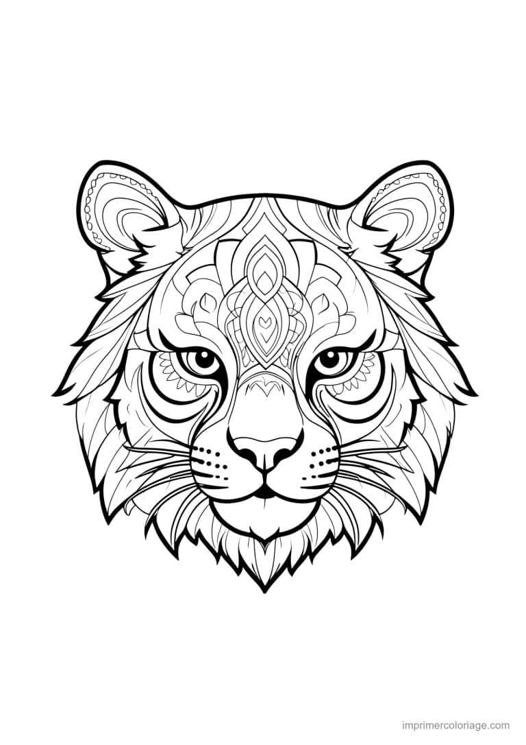 coloriage lion mandala 04 - dessin gratuit &agrave; imprimer